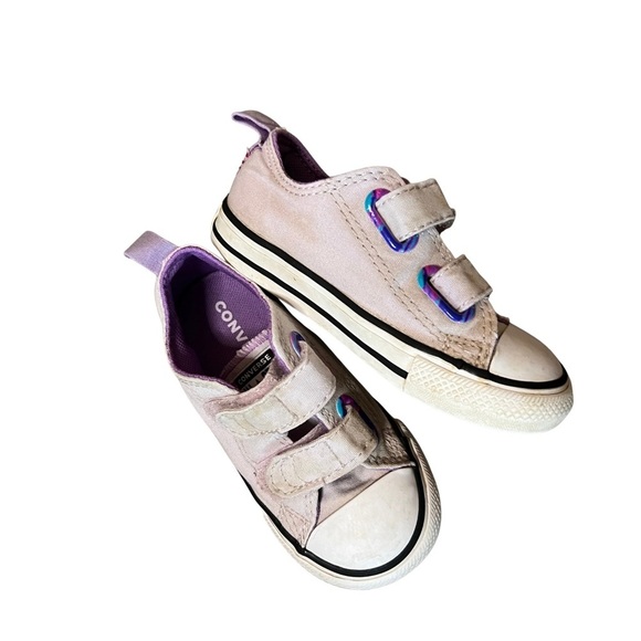 Converse Other - Converse Lavender Velcro Toddler Sneakers Size 7